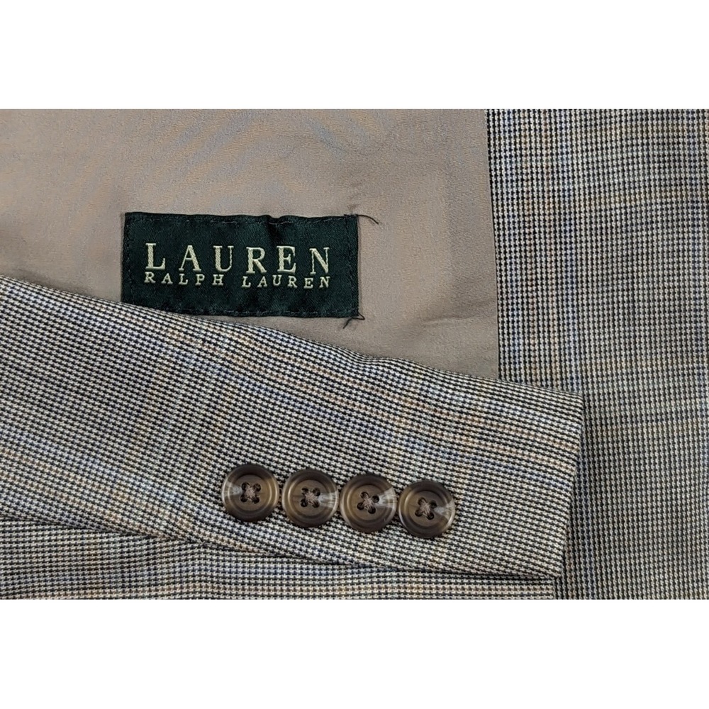 Ralph Lauren Mens Blazer Sport Coat Prince Of Whales Jacket 100% Wool 46L EUC